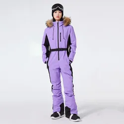 Trajes de esquí de una pieza para mujer, monos de snowboard transpirables cálidos, conjuntos de esquí impermeables a prueba de viento para exteriores, invierno, nuevo, 2025