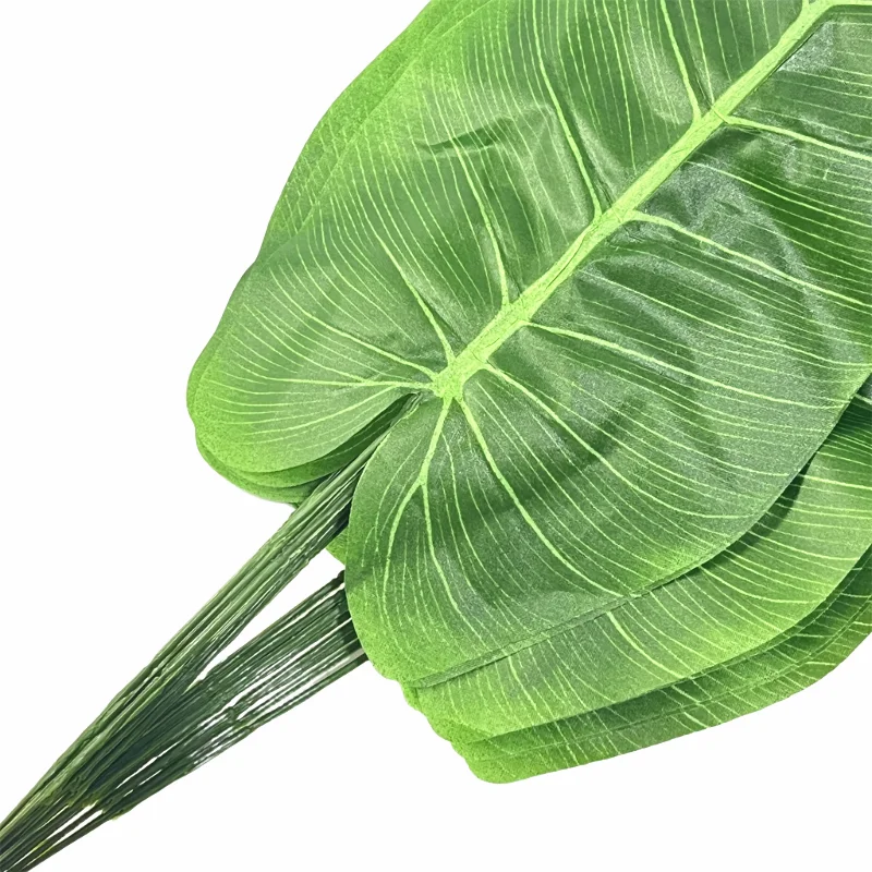 45cm 20pcs Fabric Banana Artificial Plants Leaf Branch Color Print Wedding Home Decor Fake Foliage Diy Floral Green FL7007