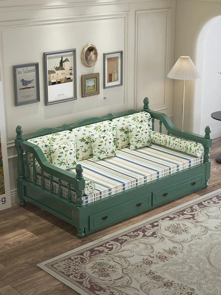A-5 solid wood sofa bed dual-purpose foldable multi-functional living room double pull-out bed