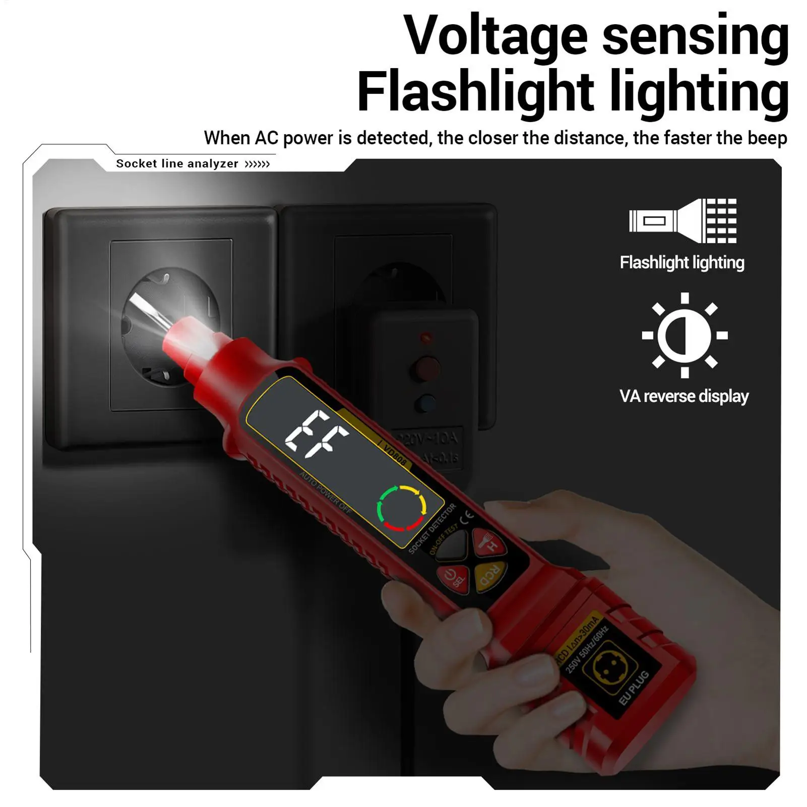 Circuit Tester Outlet Checker Smart With LED Display & Light 2-300V Electric Circuit Tracer For Home Electric Power Rv Camper