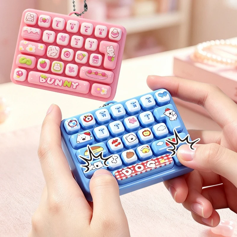 26-Keycap Finger-Tip Cute Mechanical Keyboard Squeeze Stress Relief Fidget Toy Keyboard Pressing Relief Keychain Small Pendant