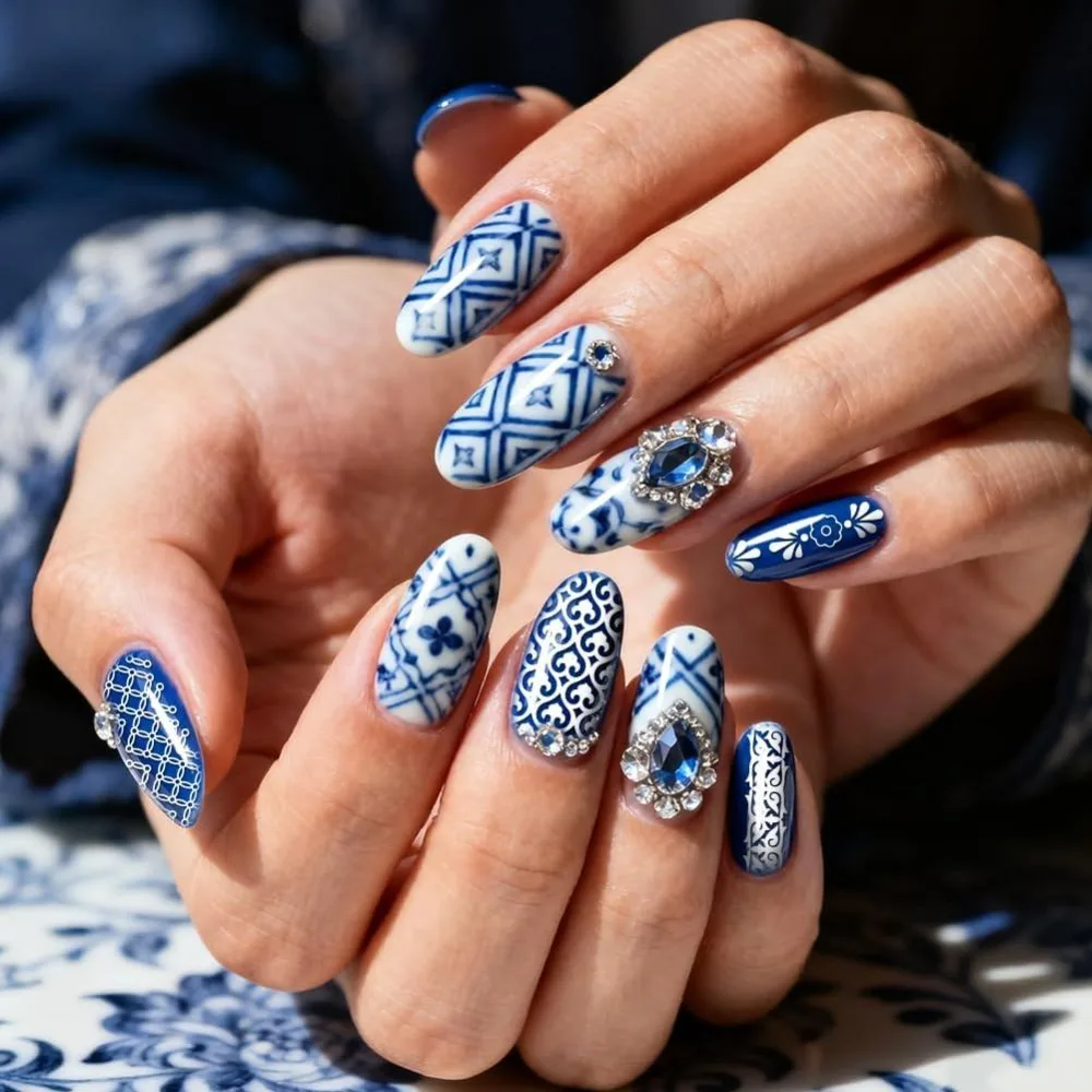 4pcs Chinese Style Patterns Nail Stamp Plate Retro Long Strip Nail Art Template Floral Motifs Nails Stencils - view 5