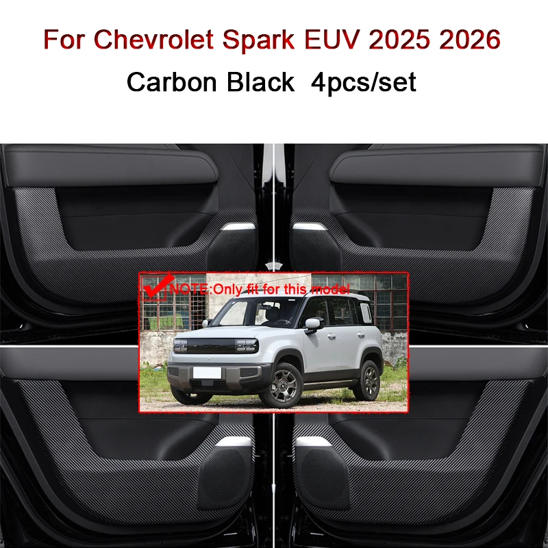 For Chevrolet Spark EUV 2025 2026 Car Door Anti Kick Pad Carbon Fiber Leather Texture Anti Dirt Protective Sticker Accessories