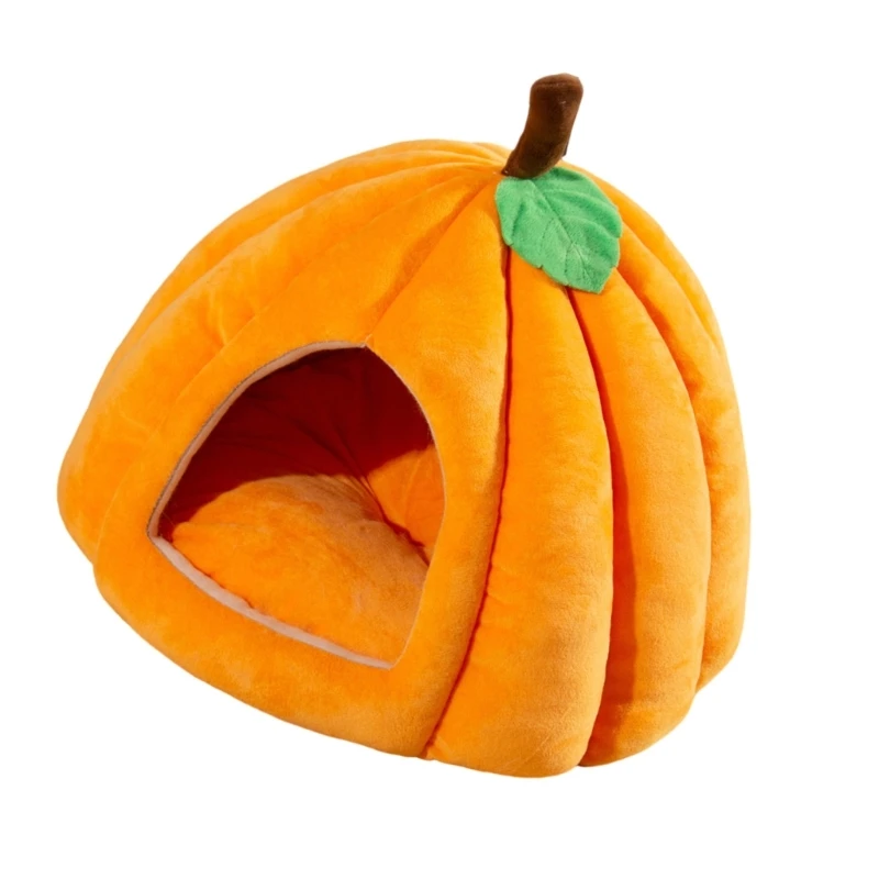 Cama para mascotas con cojín desmontable, hermosa cama dibujos animados calabaza, cueva, cojín desmontable,