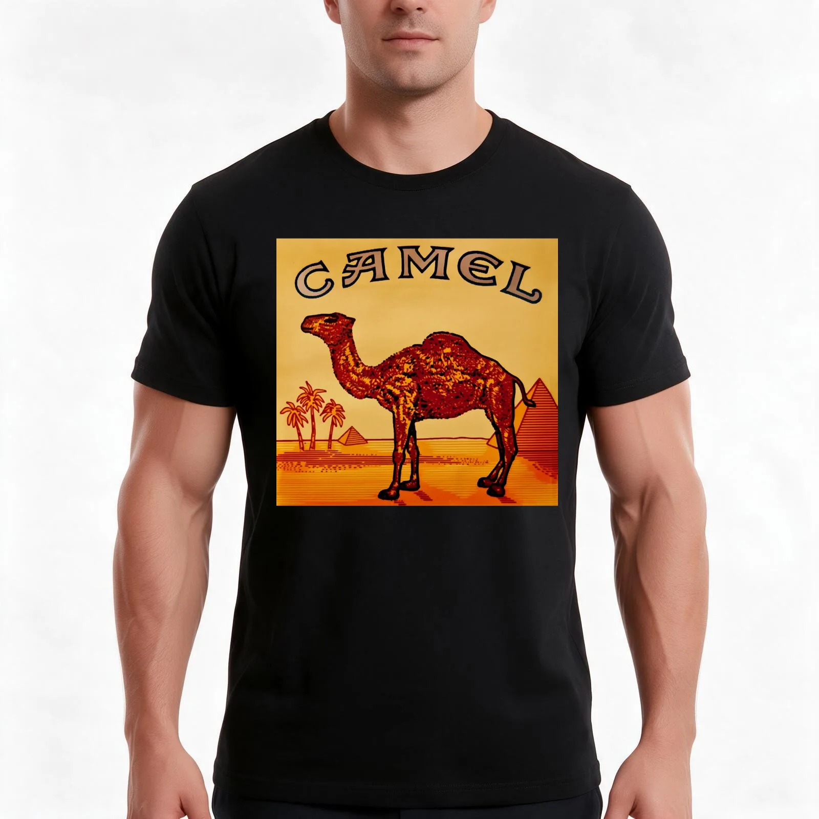 Camel Cigarettes T-Shirt, Summer Casual Cotton Tee, Oversized Streetwear Tops, Vintage Graphic Print, Loose Fit Short Sleeve