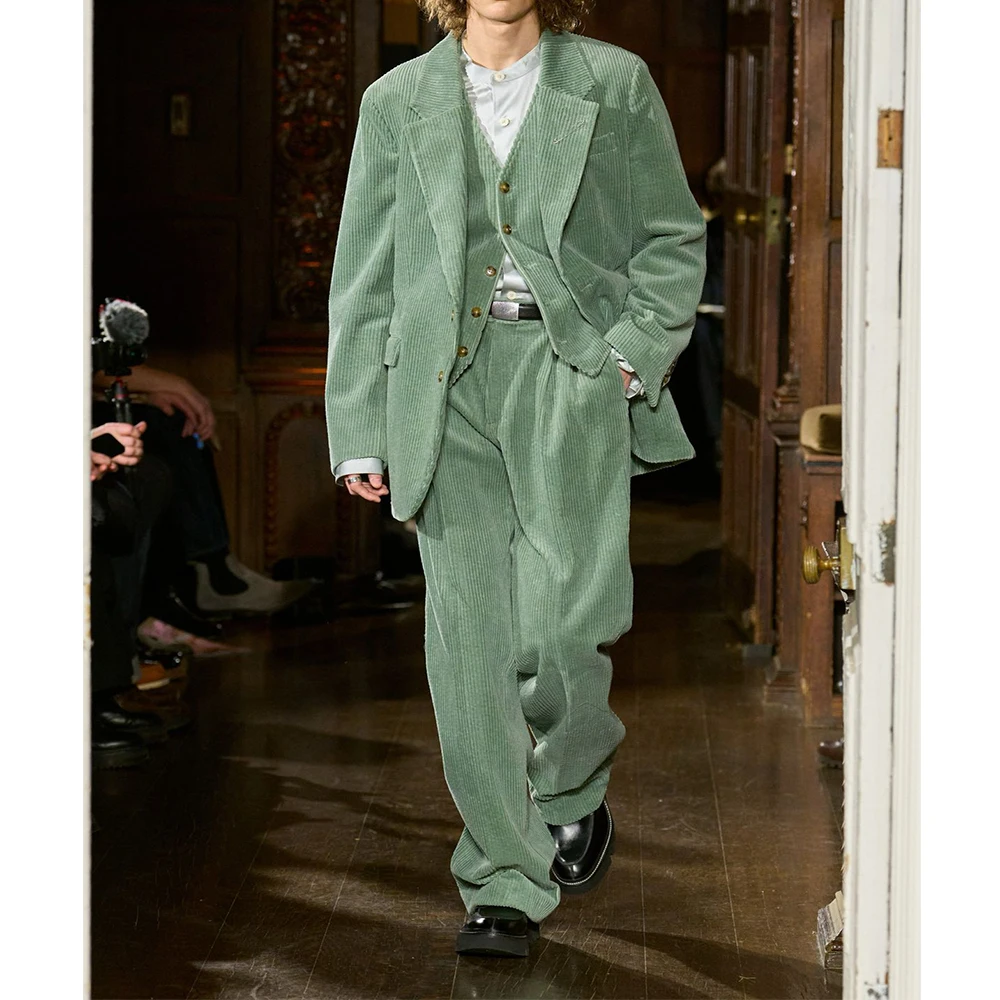 

Элегантные мужские костюмы, однобортные, комплект из трех предметов, куртка, брюки, одежда высокого качества с лацканами, мужская деловая одежда на заказ