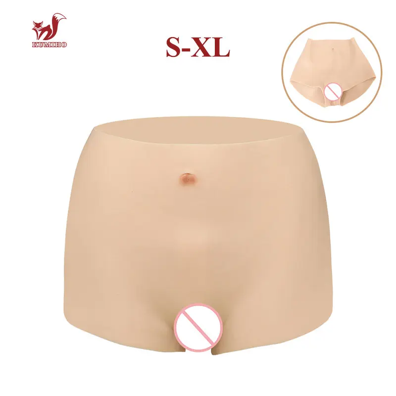 

KUMIHO S-XL Gays Pants Sissy Realistic Silicone Panties Sexy Fake Vagina For Crossdresser Transgender Shemale Cosplay Drag Queen