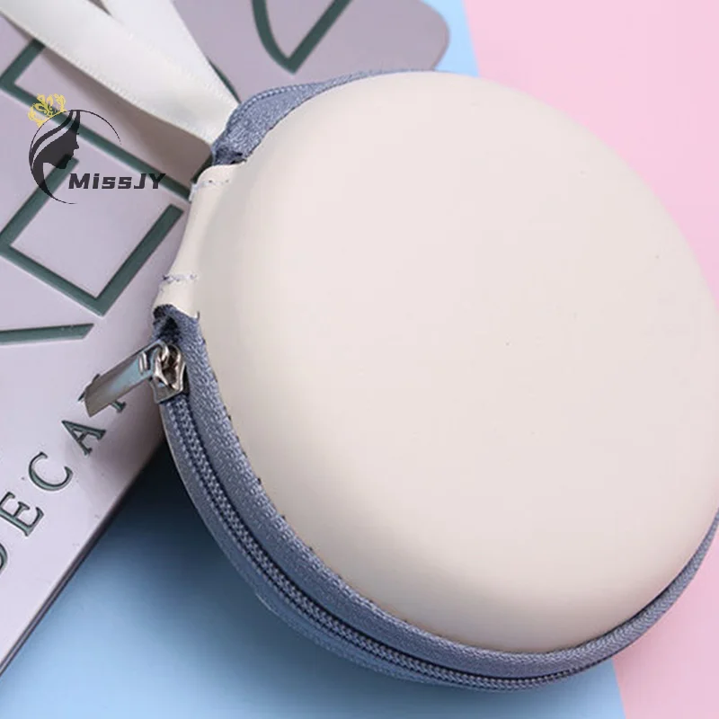 Étui à lunettes pliant, sac de rangement rond, pochette Portable en cuir à fermeture éclair, lunettes de soleil de voyage, lunettes de lecture, petit sac de rangement