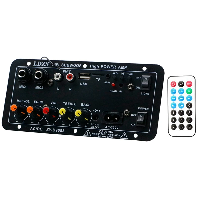 LDZS Car Bluetooth Amplifier For Car Amplifier Board Dual Microphone Karaoke With Modulated Reverb (Adapter Included)