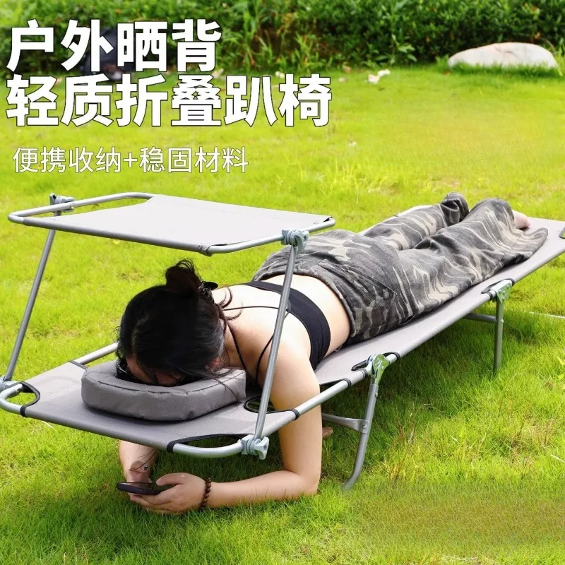 Outdoor Folding Sunbathing Lounger Single Person Multifunctional Portable Sun Tanning Bed For Backyard Patio Garden Sun Therapy