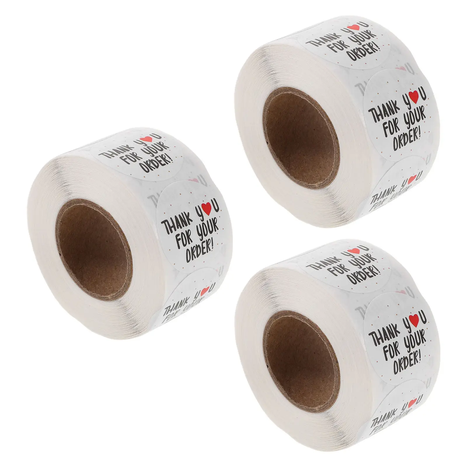

3 Roll Thank You Stickers Round Self Adhesive Labels Seals for Packaging Envelopes Small Business Holiday Party Present Wrapping