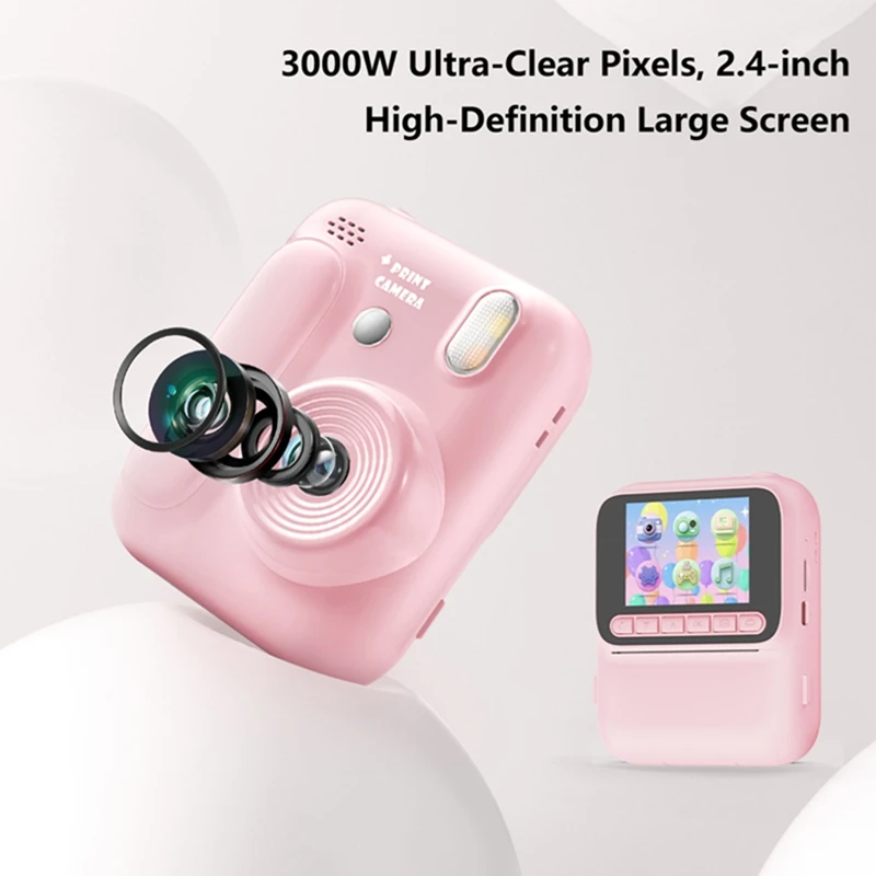 Kids Instant Color Printing Camera 5 Color 32GB 1080P Thermal Print Digital Camera Print Photo Video Games Music Children Gift