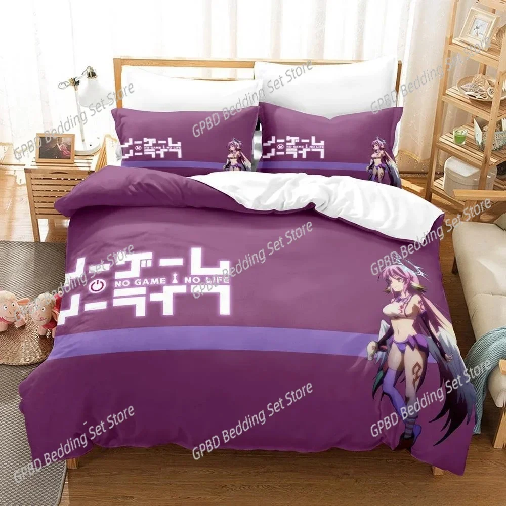 New 3D Printing Kawaii Girls bedding No Game No Life Bedding Set Cartoon Anime three-piece set Adult Kid Bedroom Duvetcover Sets