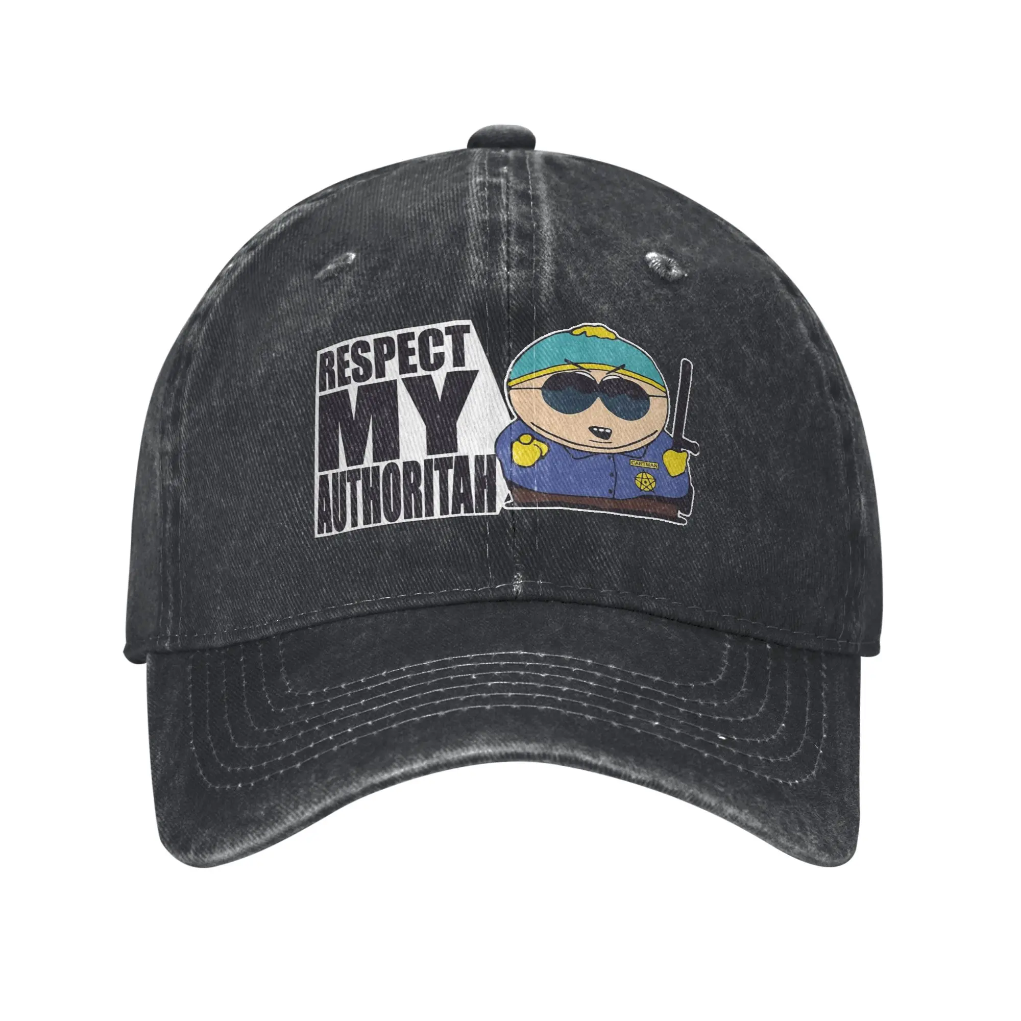 Gorra de béisbol unisex Casual Respect My Authority South Park, estilo desgastado, con cierre a presión, para actividades al aire libre, running, golf, regalo