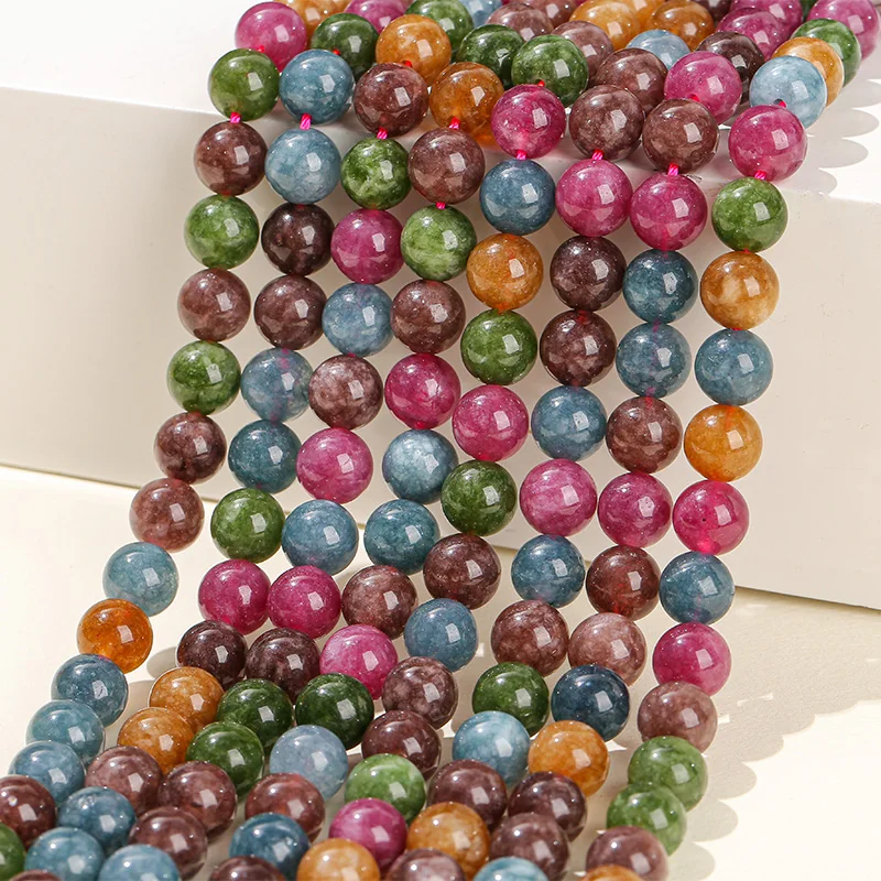 Dyed Color Quality Tourmaline Chalcedony Bead Round Loose Spacer 4 6 8 10mm For Jewelry Making Diy Necklace Bracelet Accessory