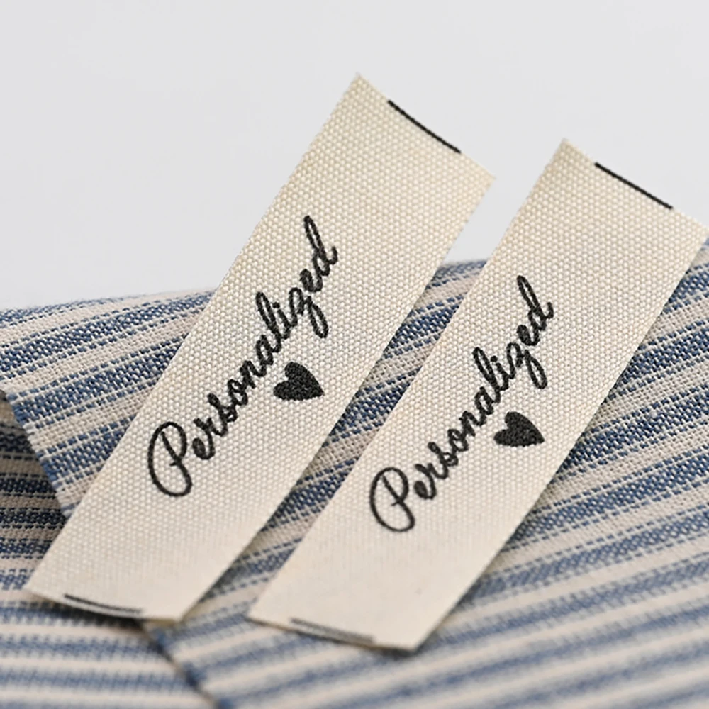 Folded Custom Cotton Webbing Label 0.59"x2.36" for Quilt Blanket, Patchwork – Eco-Friendly Printed Tag for Sewing Crafts