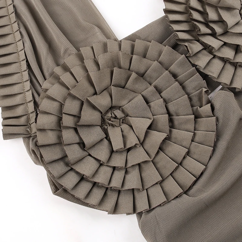 Autumn New Fashionable Style Temperament Pleated Features Chest Cup Mesh Splicing Hanging Neck Vest Top For Women XY23581MH