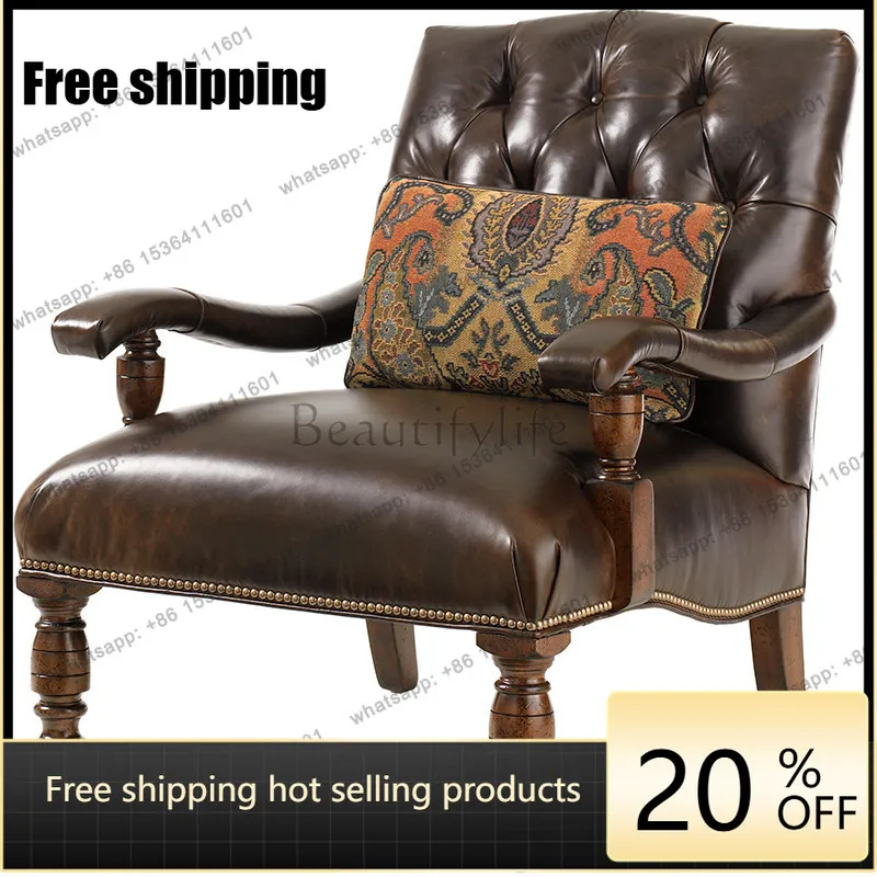 Zj. American country solid wood tiger chair high-end living room sofa high back chair