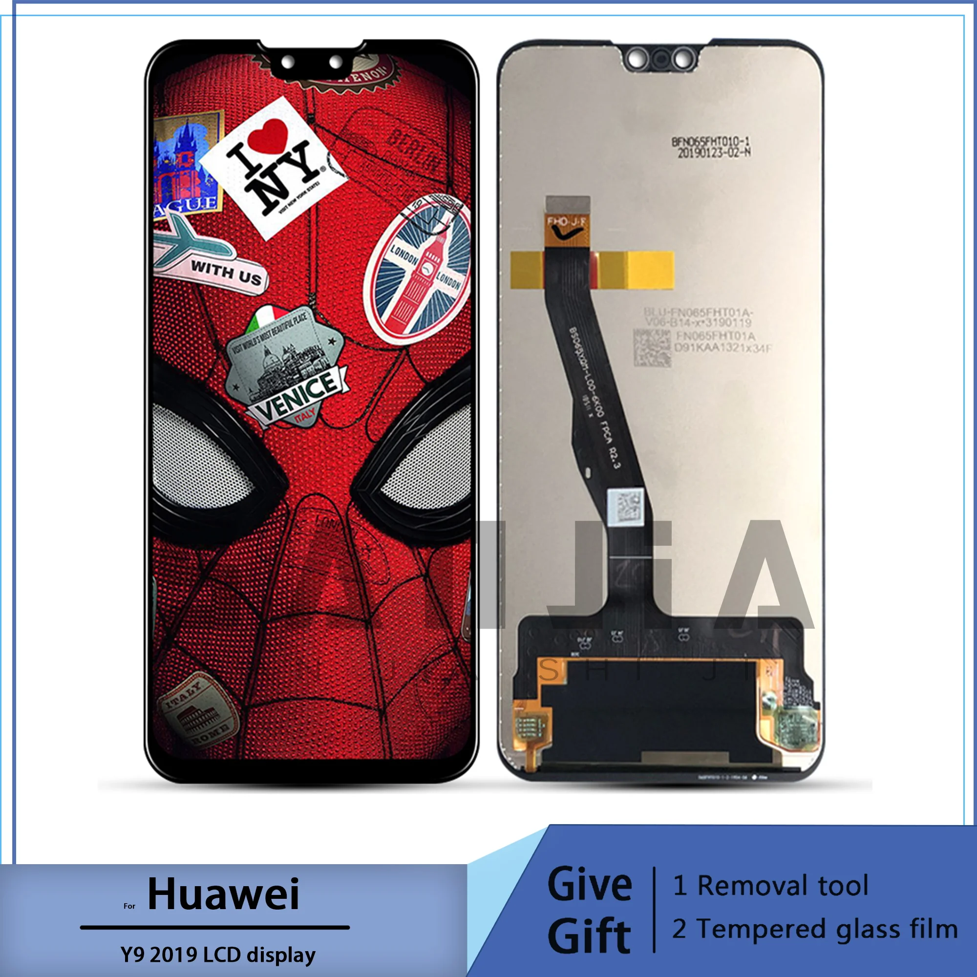 

For Tela lcd para huawei y9 6.5, enjoy y9 2019, painel touch, digitalizador, aproveite 9 plus com moldura