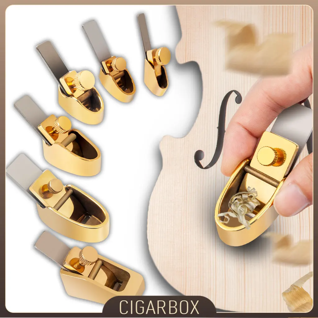 Mini Hand Pure Brass Violin Making Thumb Plane Luthier Tool Woodworking Cutter Curved Flat Bottom