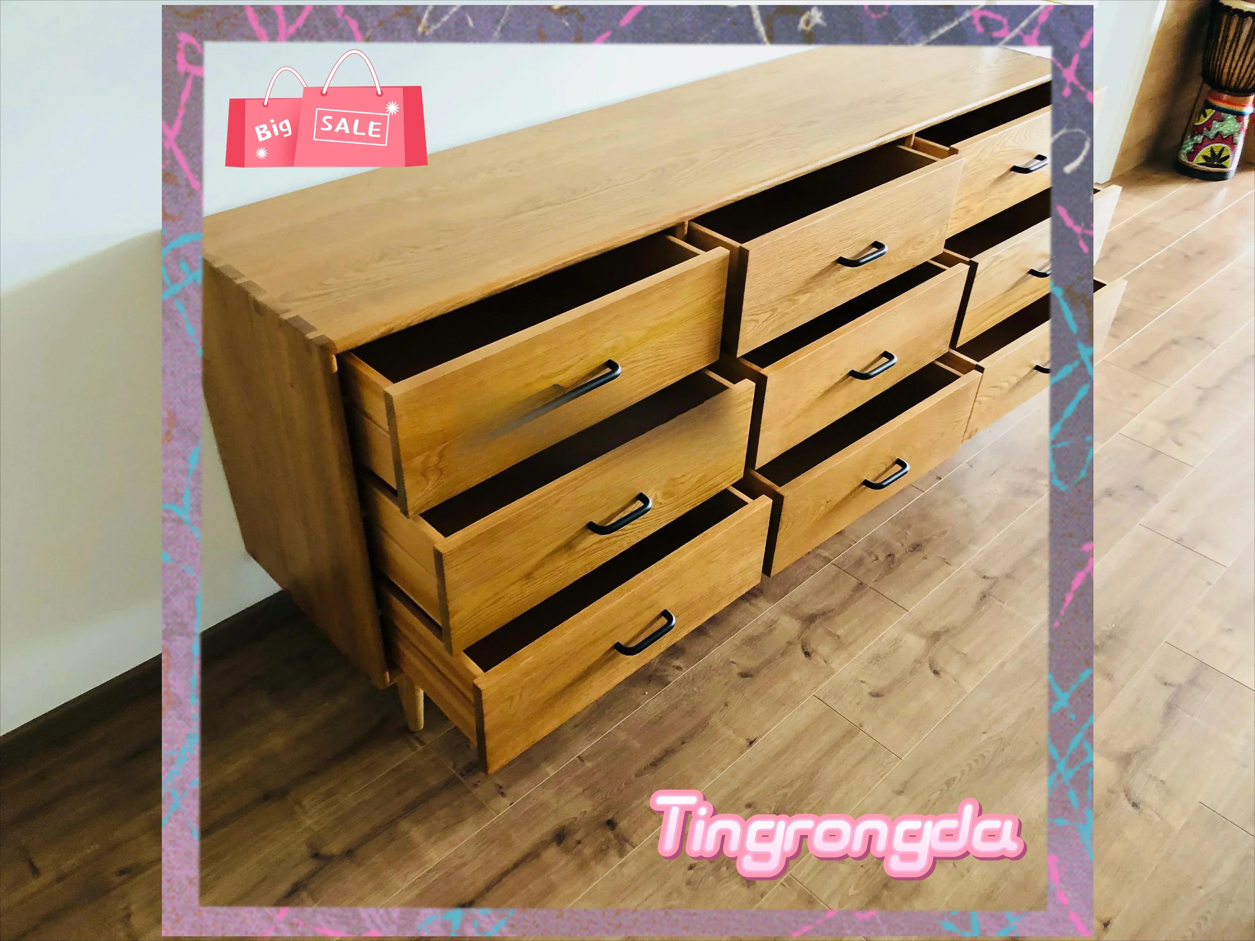 A Modern Solid Wood Storage Cabinet Bedroom Storage Sideboard Cabinet Simple Multifunctional Living Room Drawer Chest Of Drawe