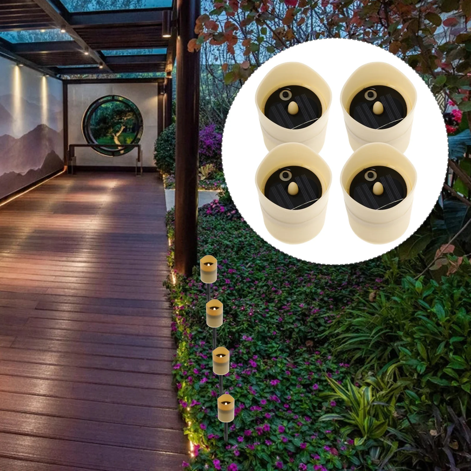 

4Pcs LED Solar Light Flameless Lamp Desktop Ornament Safe for Kids Pets High Brightness Decorative Lamp