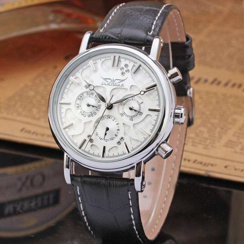 JARAGAR Luxury Brand Original Replica Business Man Watch Multifunctional Automatic Movement Mechanical Male Wristwatches Leather