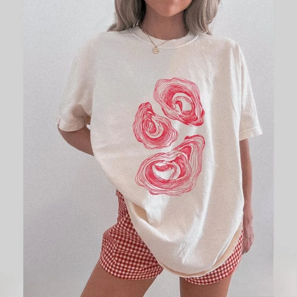 미니멀리스트 굴 셔츠 해양 스타일 티셔츠 심플 트렌디 굴 애호가 선물 해안 미학 디자인 의류 스트리트웨어 Y2K