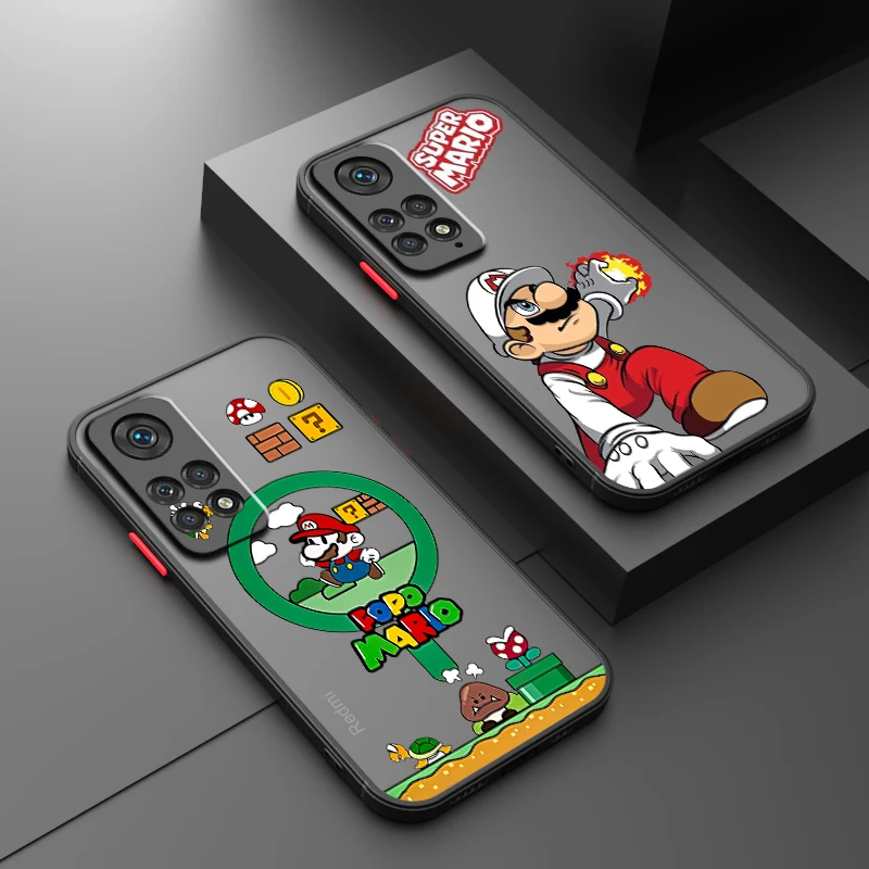 

Supers M-Marios Cool Frosted Translucent For Redmi Note 13 12 12S 12T 11 11T 11E 10 10S 9 Pro Plus 5G Funda Phone Case