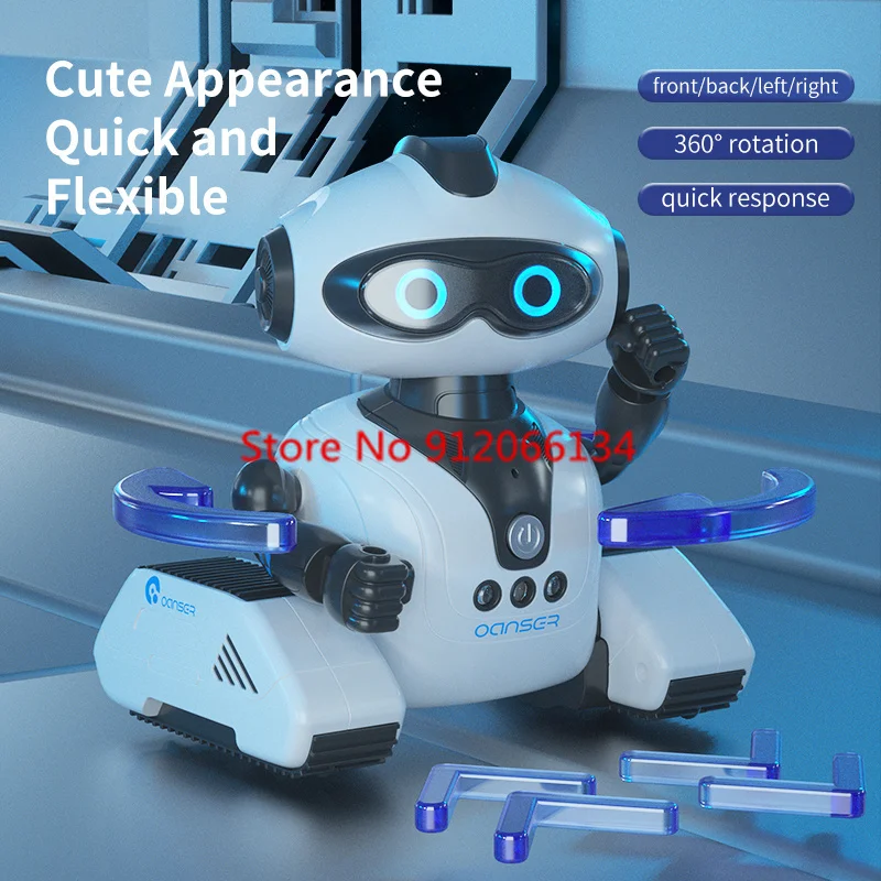 Electric Intelligent Interactive Remote Control Robot Gesture Sensing Dynamic Music Hand DIY Head Rotation Children RC Robot Toy