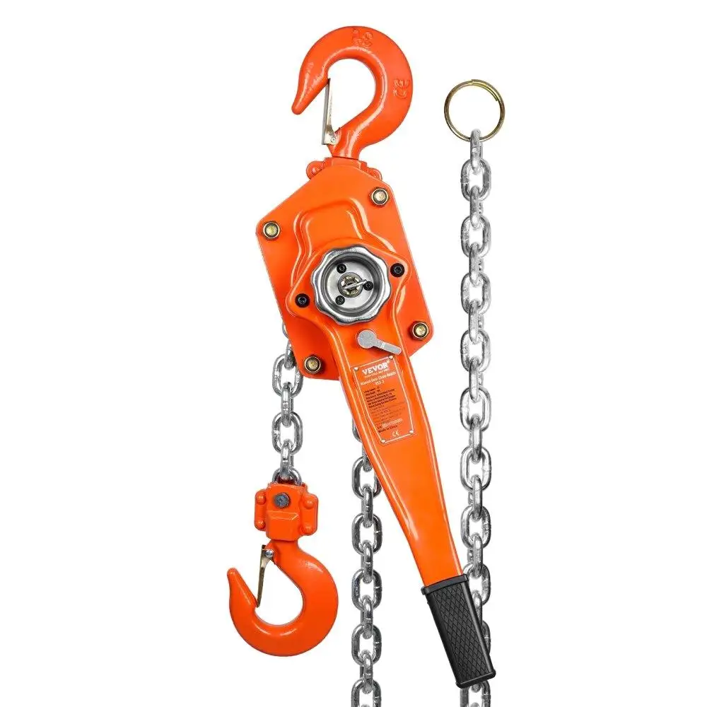 

3 Ton 6600 lbs Capacity Manual Lever Chain Hoist 20 FT G80 Galvanized Steel Weston Brake Auto Chain Lead 360 Degree Hook for