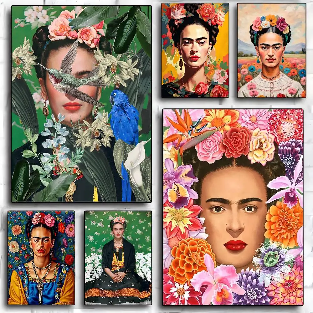 F-frida Painting K-kahlos Anime Posters Sticky Waterproof Paper Sticker Coffee House Bar Kawaii Room Decor