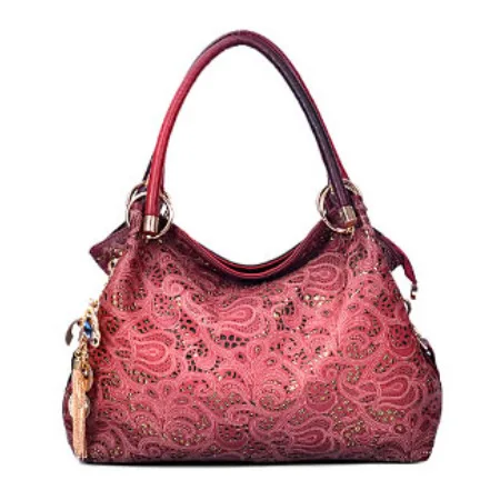 Bags for Women Hollow Out Handbags Floral Print Shoulder Bags Ladies Tote Bag Female Tassel Handbag Top-handle Bags