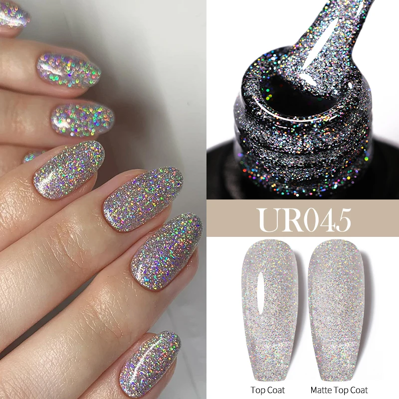 UR SUGAR SIlver Glitter Gel smalto per unghie Aurora Gold Black Manicure vernice Semi permanente Soak Off Gel UV LED Top Coat Base Gel