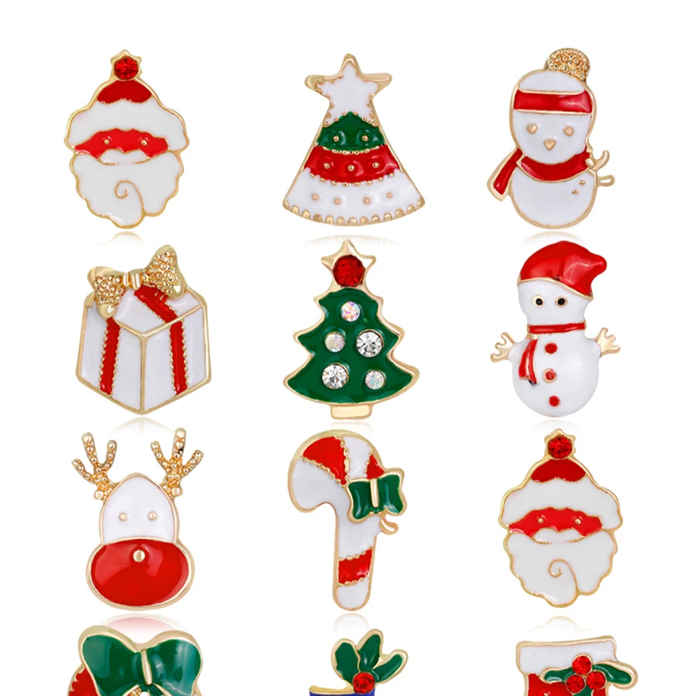 

9 Pcs Set Durable Christmas Alloy Brooch Badge for Women Christmas Badge Casual Pin Trendy Accessories