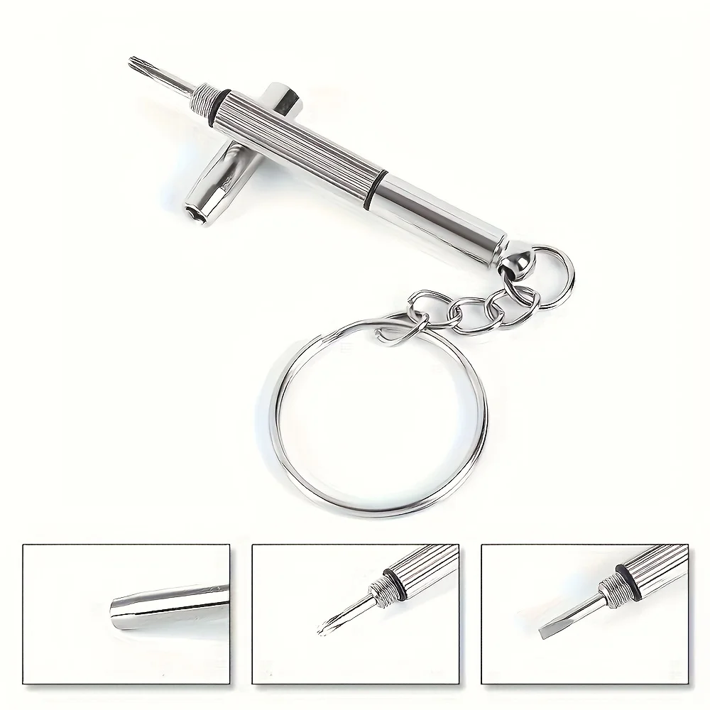 2pcs Portable 3 In 1 Screwdriver Eyeglass Sunglass Watch Repair Screwdriver Set Keychain Stainless Steel Mini Screwdriver Hand T