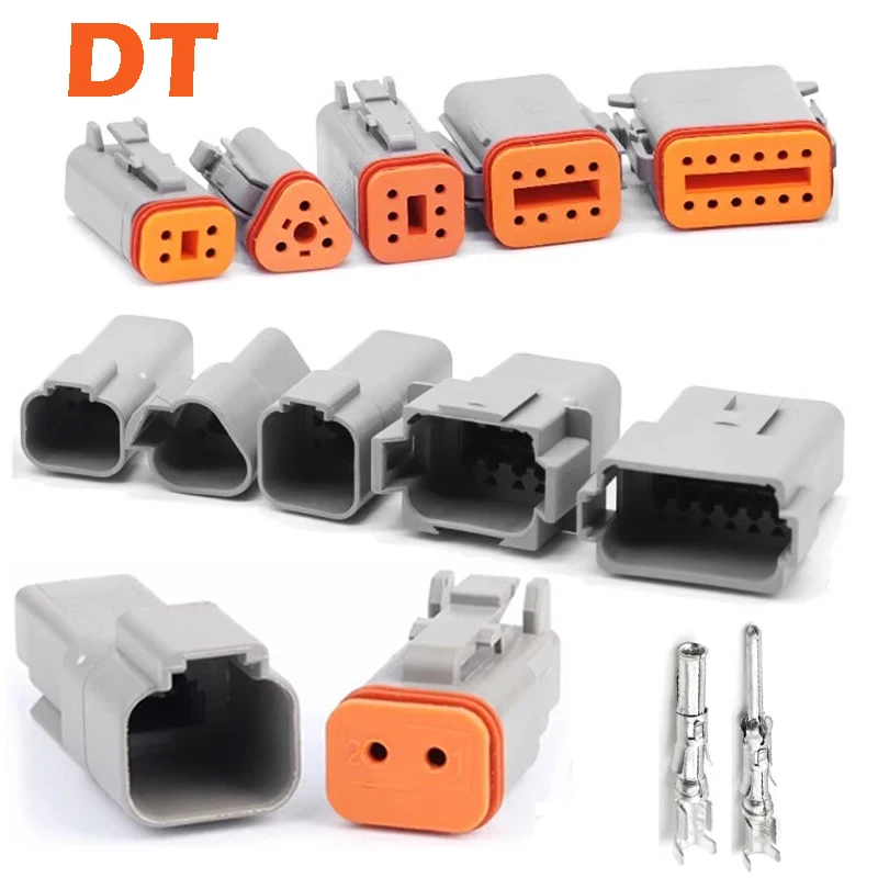 

1Set DT Connector 2P/3P/4P/6P/8P 22-16AWG Waterproof Electrical Deutsch Connector Plug Kit DT06-2S DT04-2P For Car