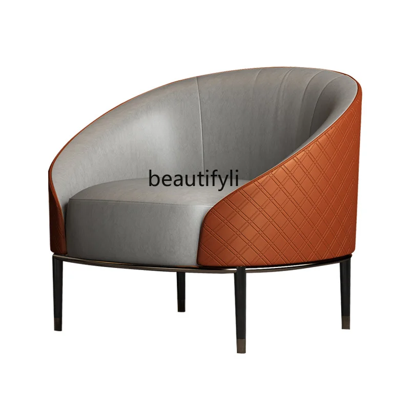 

New Minimalist Heavy Designer Living Room round Stainless Steel Electroplating Leisure Technology Cloth Single-Seat Sofa Chair