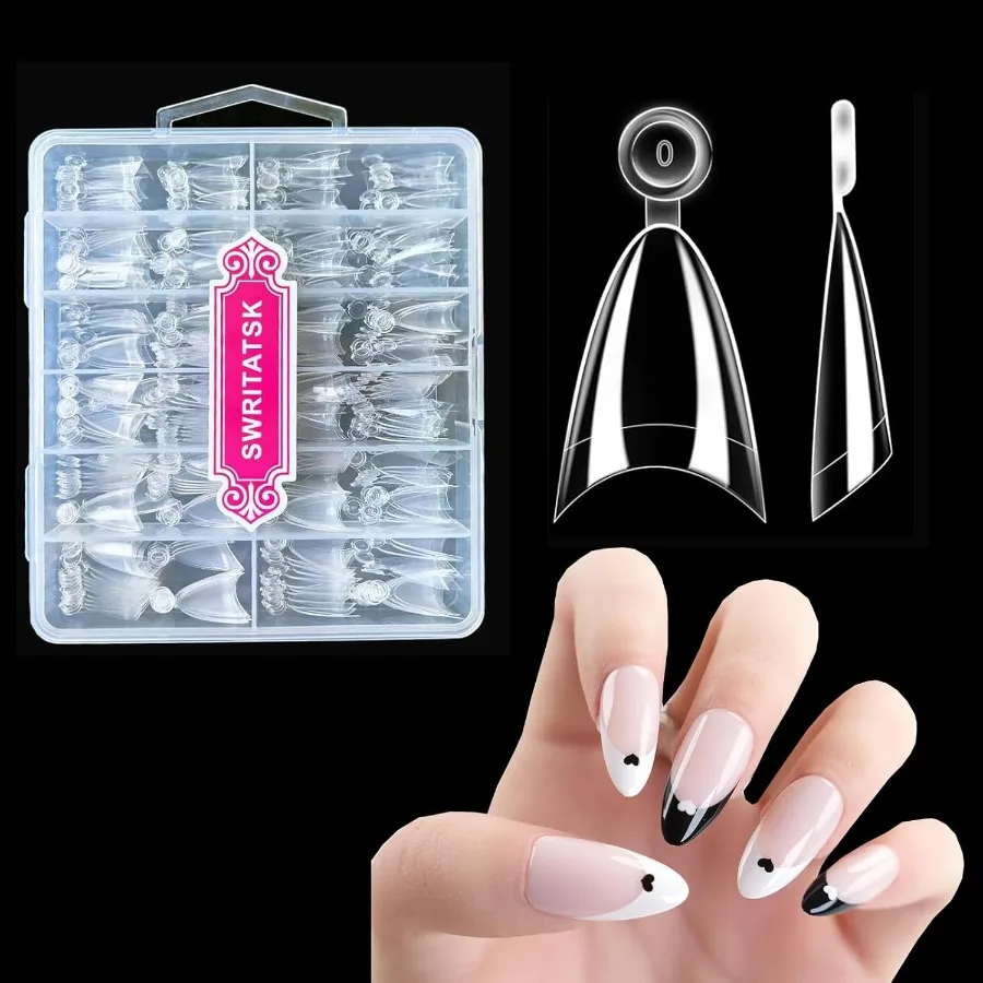 

Короткие миндалевидные типсы для ногтей, 300 шт., миндальные накладные ногти, короткие накладные ногти, мягкие гелевые типсы, акриловые ногти, 12 размеров, без кривой C