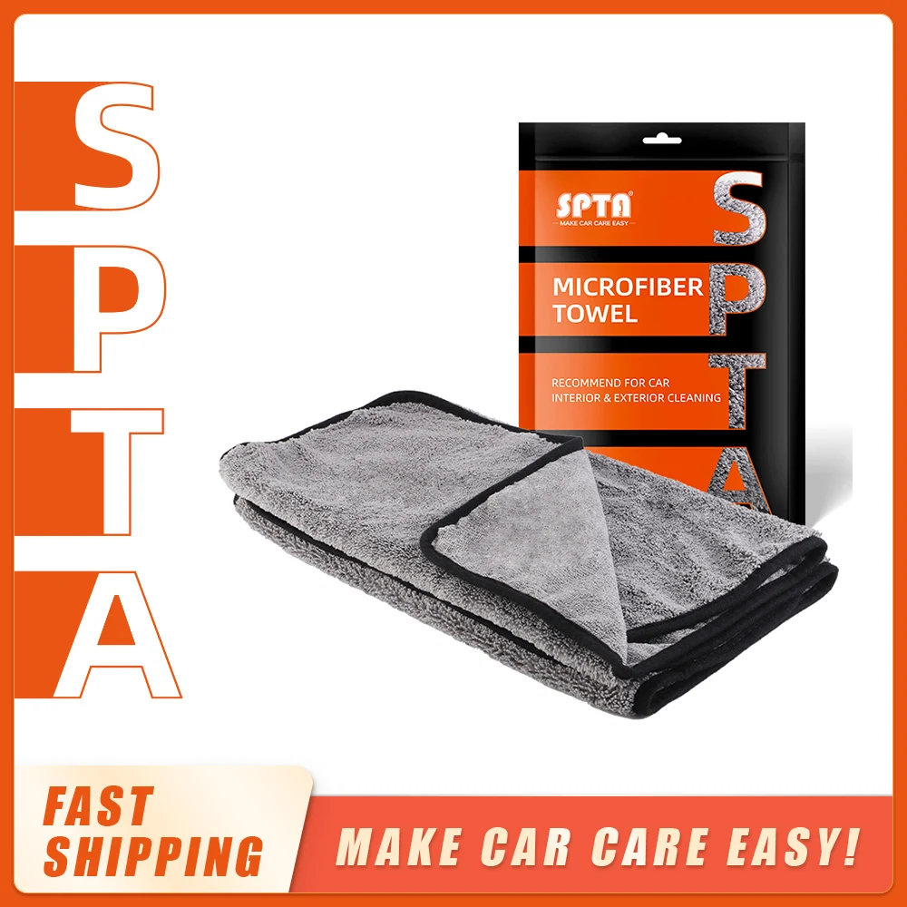 SPTA GSM380 Microfiber Edge Decontamination Towel Extra Soft Car Wash Microfiber Car Cloth for Interior Cleaning