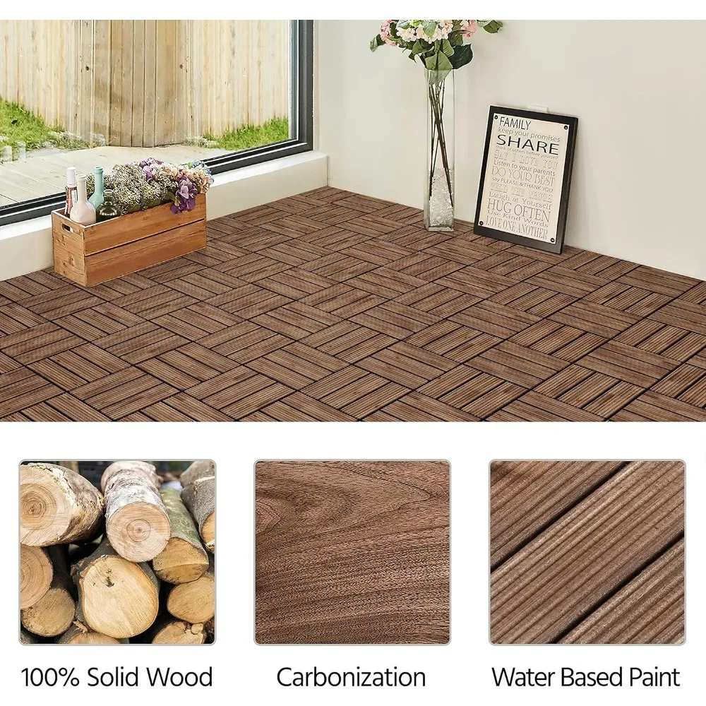 Imagem -03 - Madeira Bloqueio Hardwood Flooring Tile Composite Floor Cobrindo para Plataforma Pátio e Jardim 12x12 27 Pcs