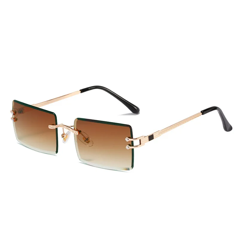 2023 New Rimless Retângulo Óculos de sol para mulheres Moda Frameless Square Óculos para homens Ultraleve UV400 Óculos Unisex Shades