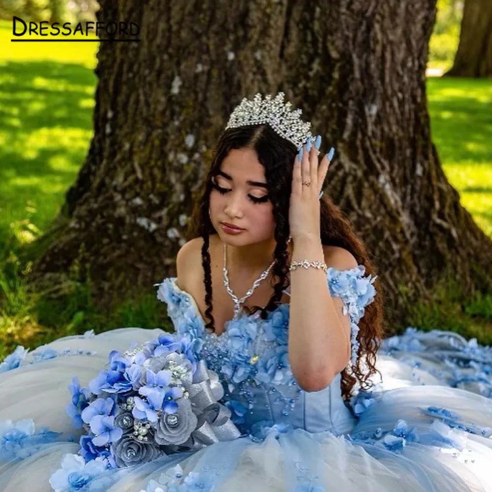 Splendidi abiti da Quinceanera con paillettes Blu reali per 15 anni 2022 abito da ballo Sexy con scollo a V al largo della spalla abito da festa lungo per ragazza