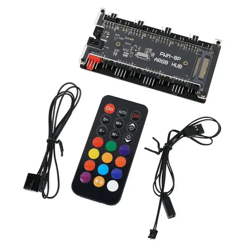 5V 3 Pin ARGB Fan 4-pin ARGB 4-pin PWM 10 Hub Splitter SATA Power Extension Cable Adapter Control Hub PC RGB Fan Cooler