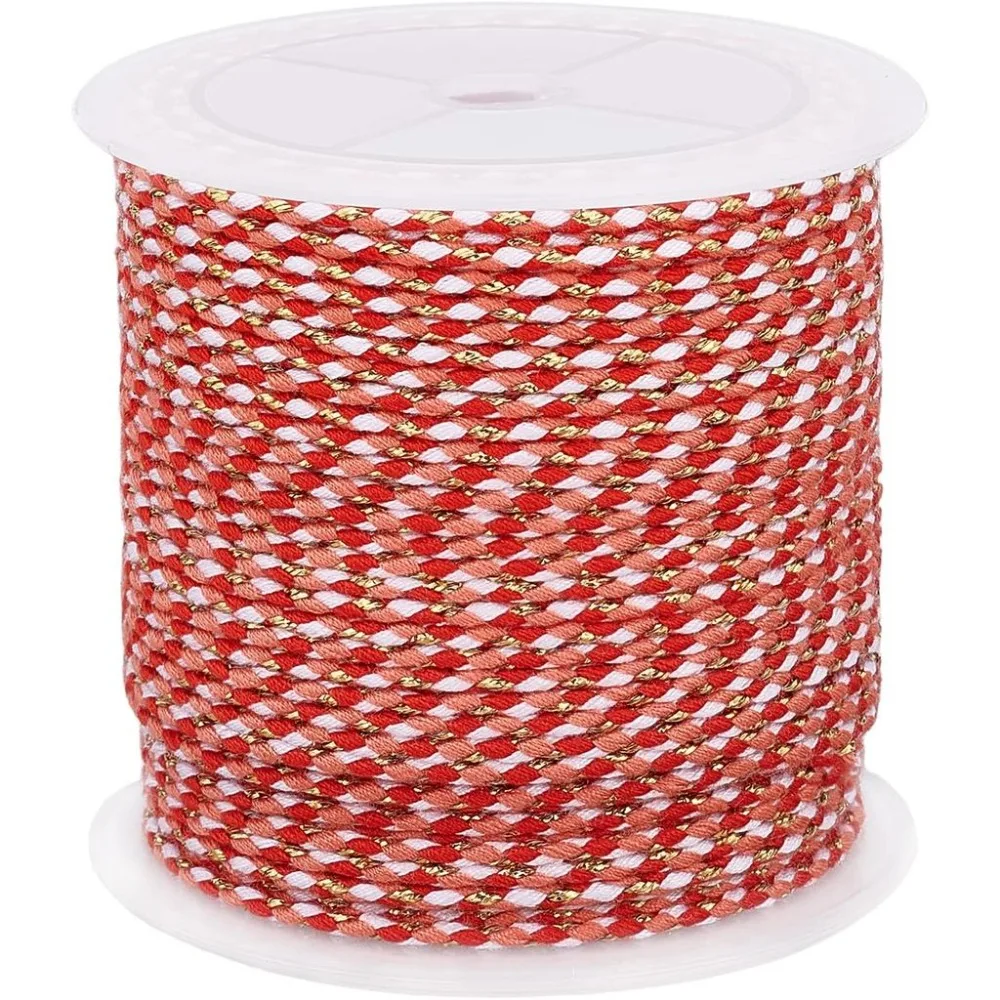 22 Yards 1.5mm Twisted Cord 4-Ply Macrame Cotton Thread Three-Color Crafts Cord String for DIY Craft String Knitting Jewelry