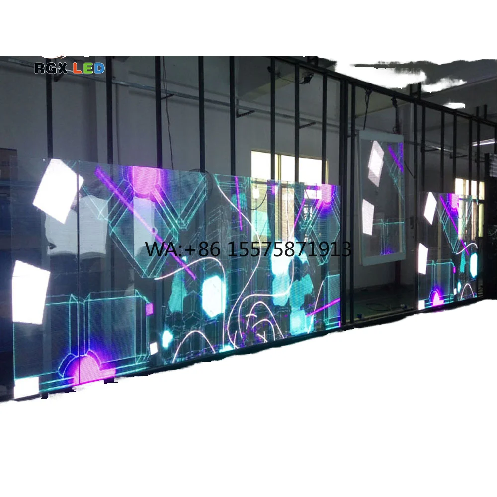 Ultra Light Full Color HD P3 Panels Screen Adhesive Film LED Disp y Transparent Indoor LED Video Wall Disp y Screen