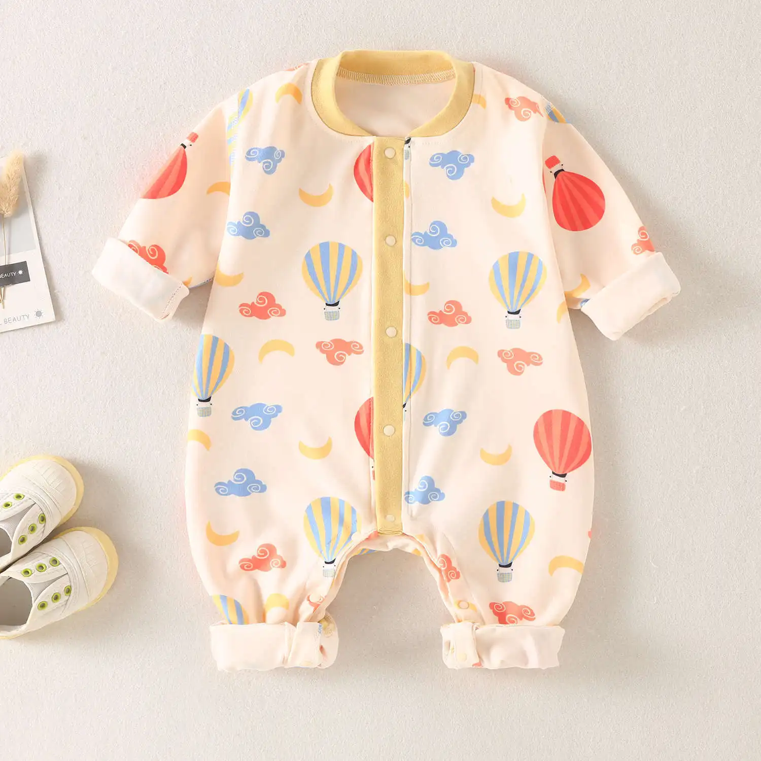 

Newborn Jumpsuit Cute Crawling Clothes Warm Baby Creative Printing Design Long Sleeve Long Pants Outer Wear Casual Simple