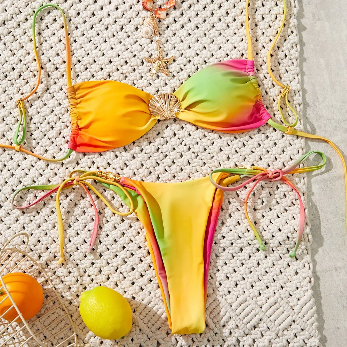 

Tie Dye Lace Up Bikini Set Пляжный купальник Женский купальник Biquinis Tankini Femme Mujer Купальник Женский