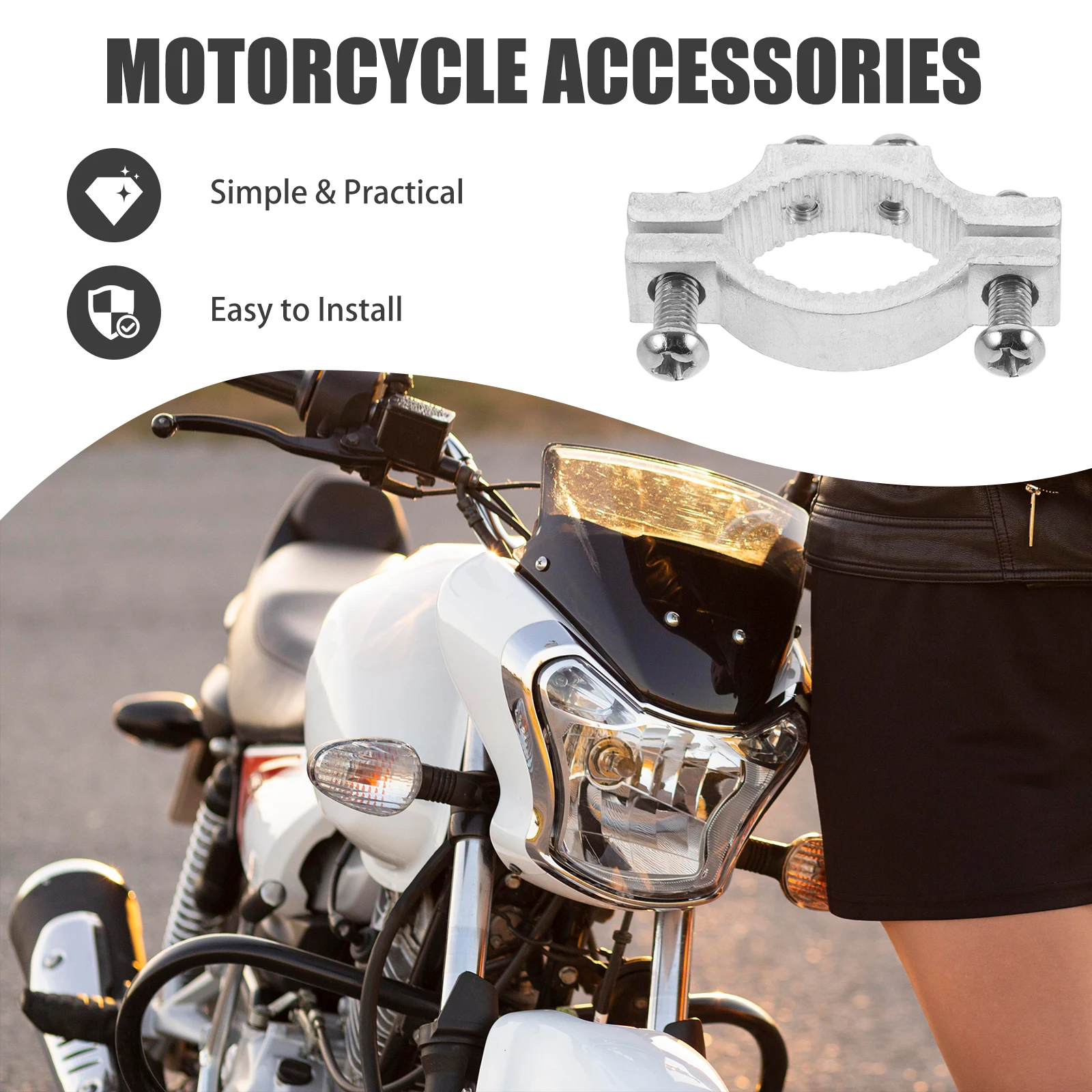 

2 Pcs Headlights Lamp Support Tube Clamp Motorcycle Accessories Aluminum Alloy Mirror Mount