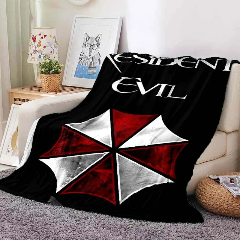 R-Resident Evil Horror Game Print Flannel Blanket Ultra Soft Warm Throw For Couch Bedroom Living Room Indoor Home Holiday Gift